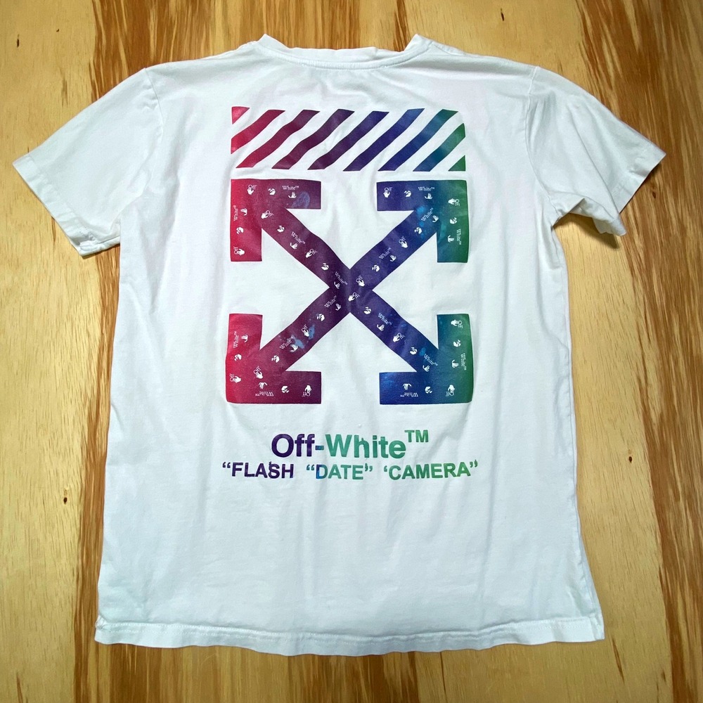Off-White Flash Date‎ Camera White Graphic Tee Men's Size M